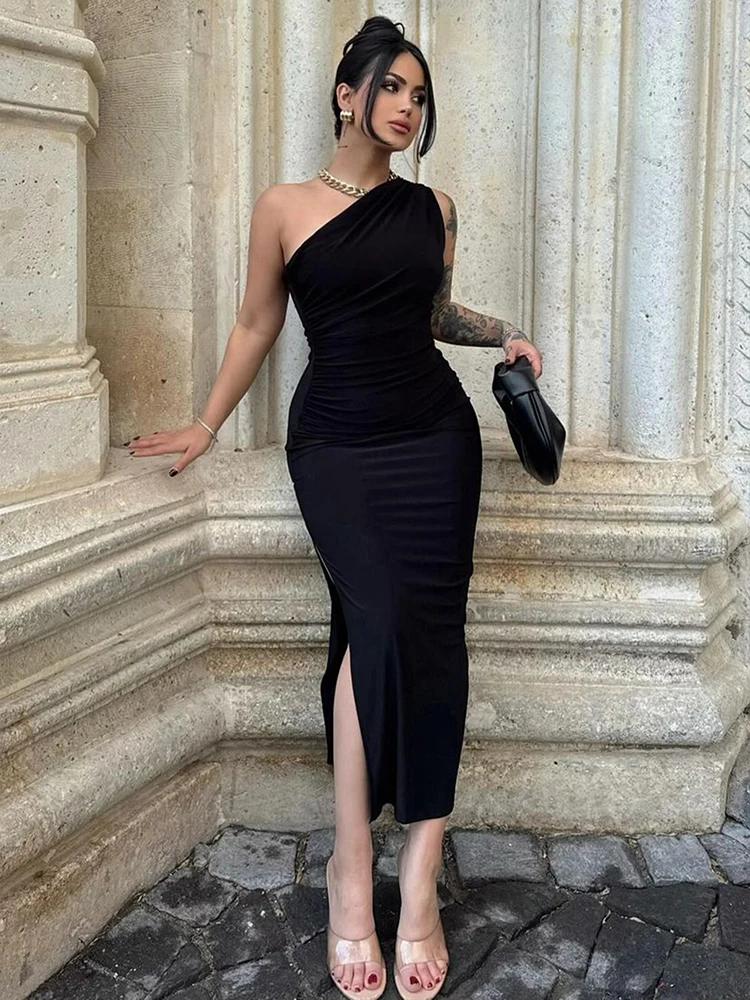 Robes longues d'été sexy pour femmes, fendues, sans manches, dos nu, ajustées, décontractées, street