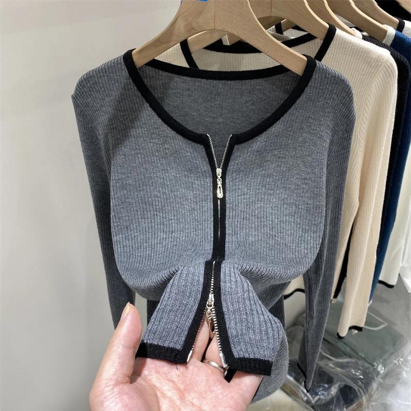 Pull tricoté femmes Cardigans nouveau à manches longues col rond blanc tricot pull Cardigan haut pou