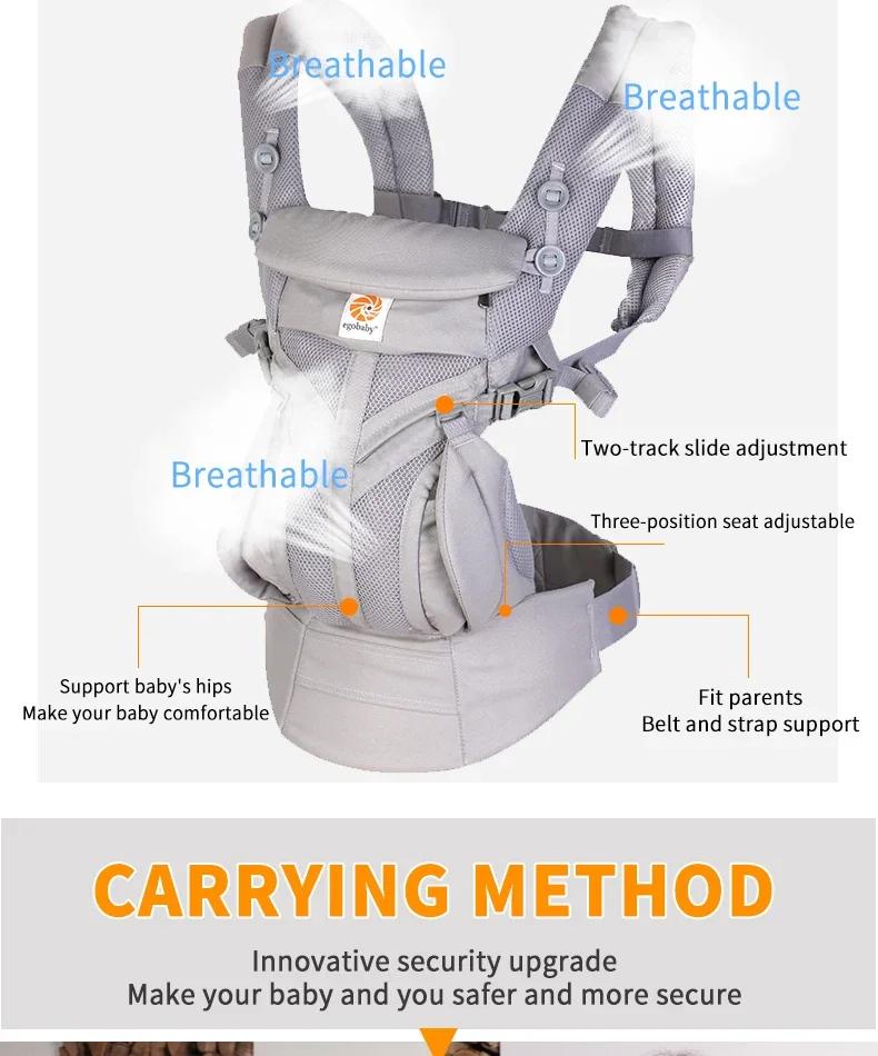 Egobaby-Sac à dos ergonomique respirant en coton Omni Baby Electrolux, support initié, ceinture à la