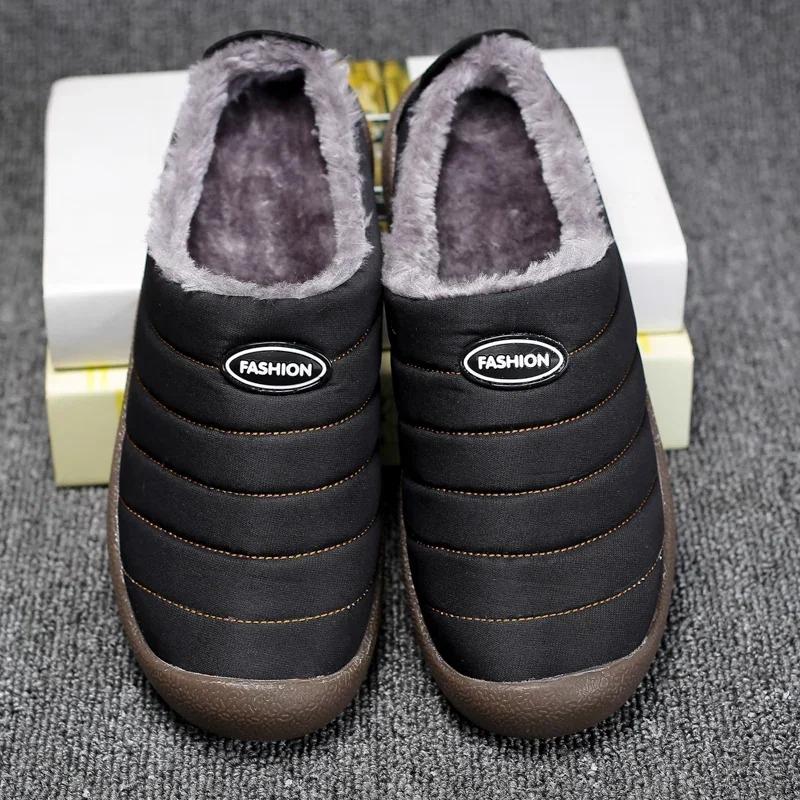 Vadrouille en coton chaud d'hiver pour hommes avec semelle souple et bottes d'hiver en coton épais,