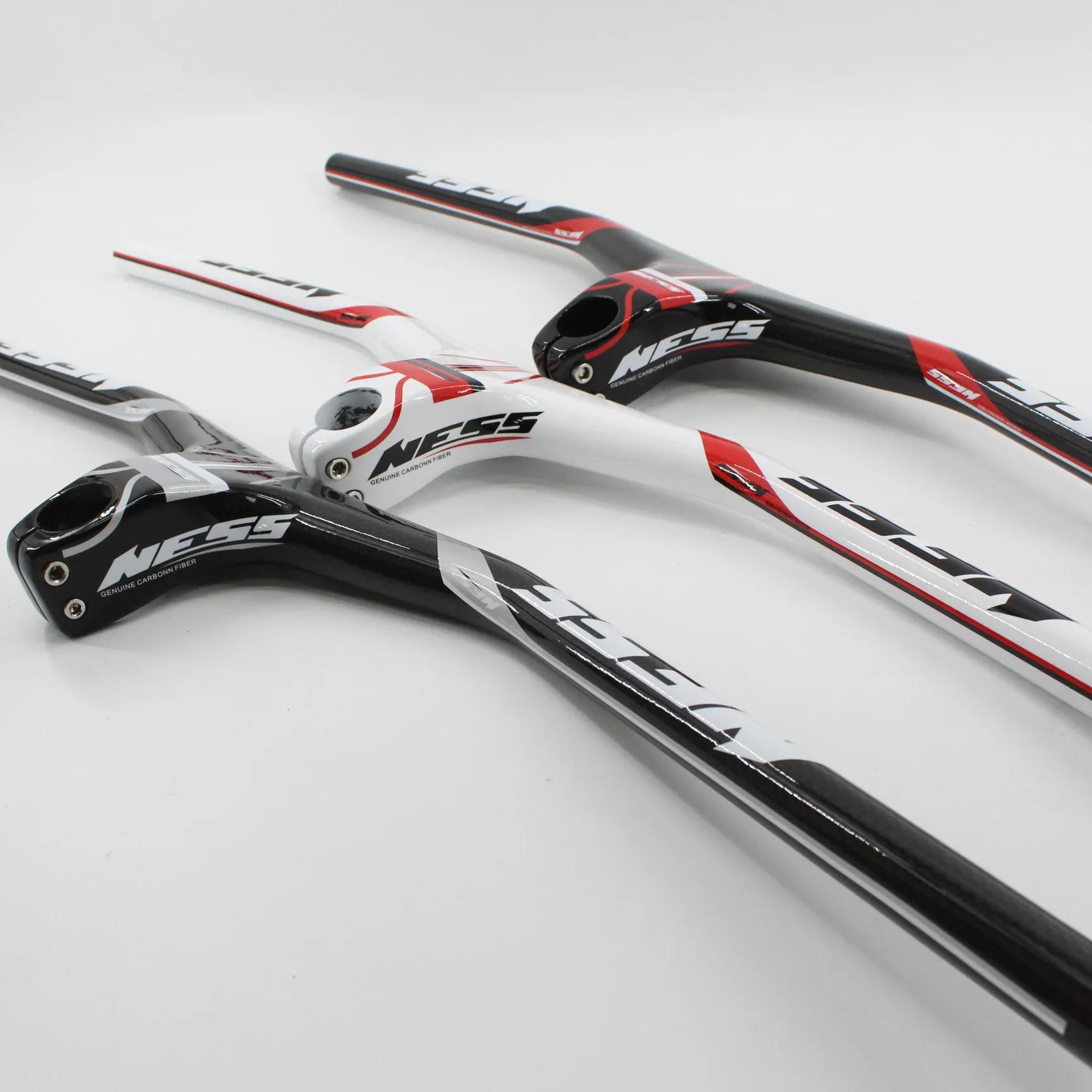 Le plus récent guidon de vélo en fibre de carbone NESS VTT 3K et tige guidon VTT en carbone intégré-