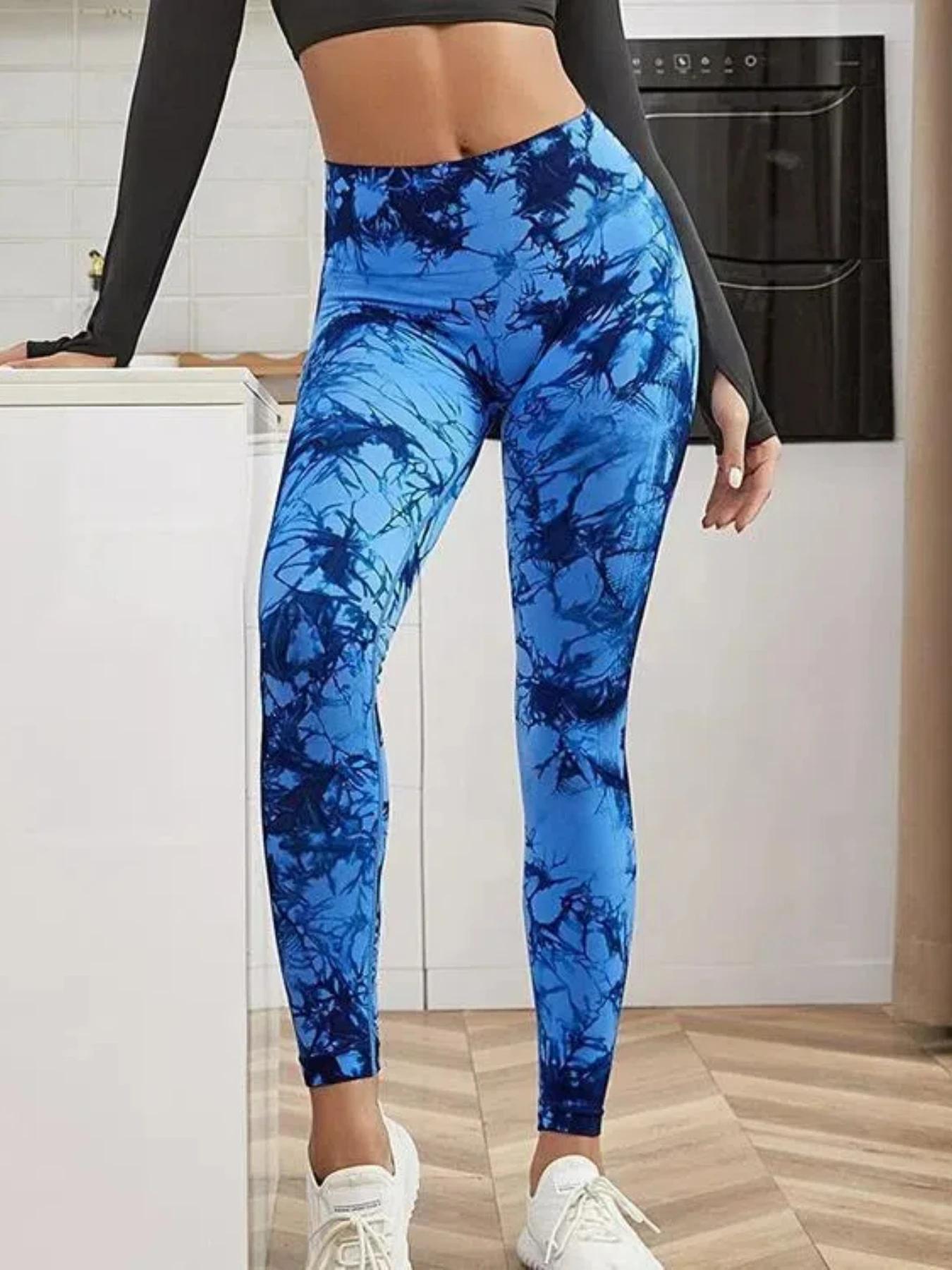 Leggings de Yoga sans couture pour femmes, collants d'exercice de teinture par nouage, contrôle du v