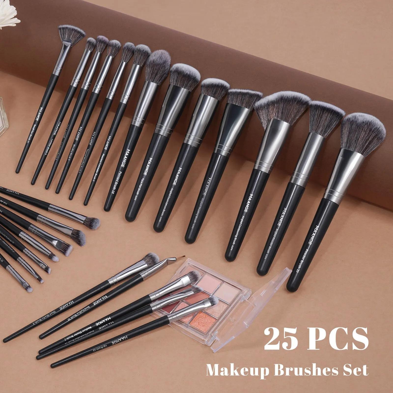 MAANGE 25 boîte-cadeau ensemble de pinceaux de maquillage des yeux du visage professionnel brosses p
