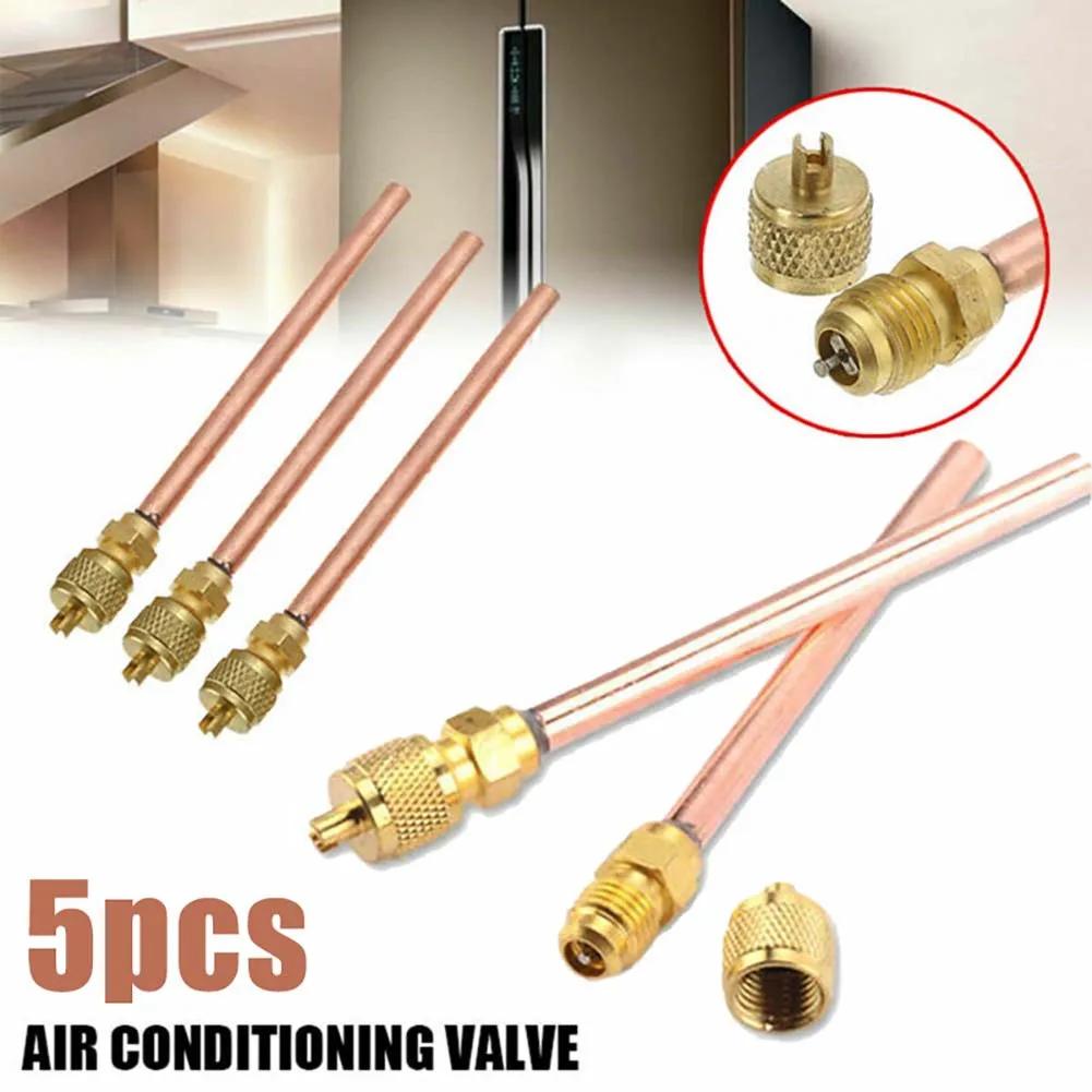 Valves d'accès de réfrigération pour climatiseur, 5 pièces, 6mm OD, Tube en cuivre, pièces de rempli