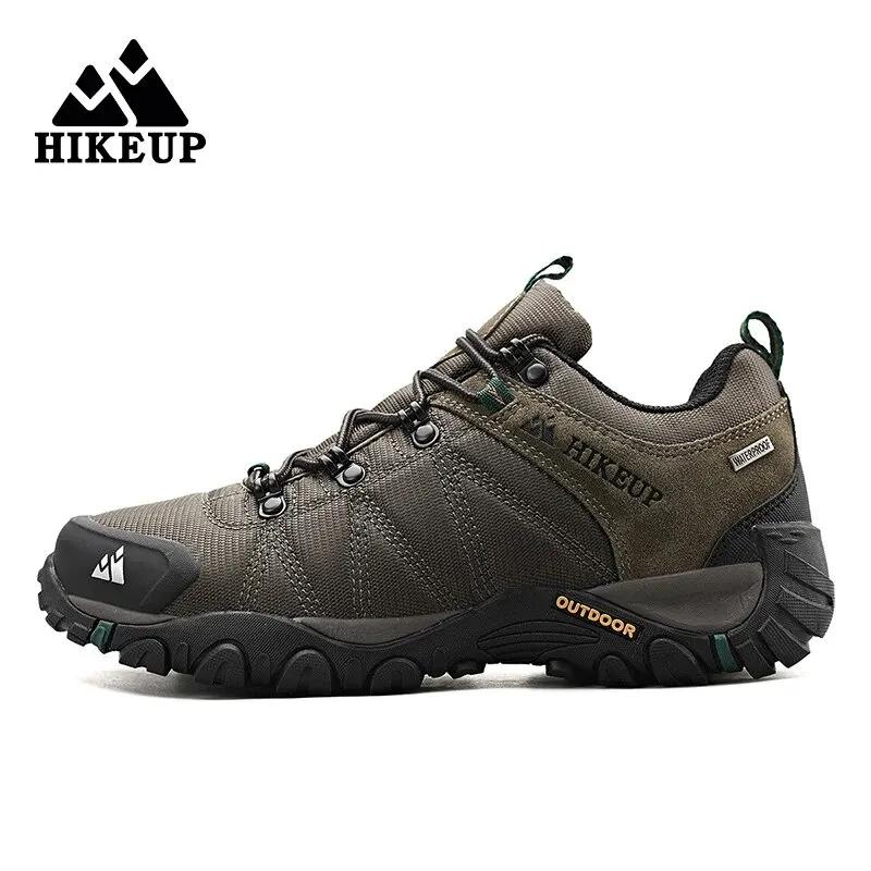 Chaussures randonnée homme cuir véritable HIKEUP - Semelle caoutchouc trekking 4 saisons plein air