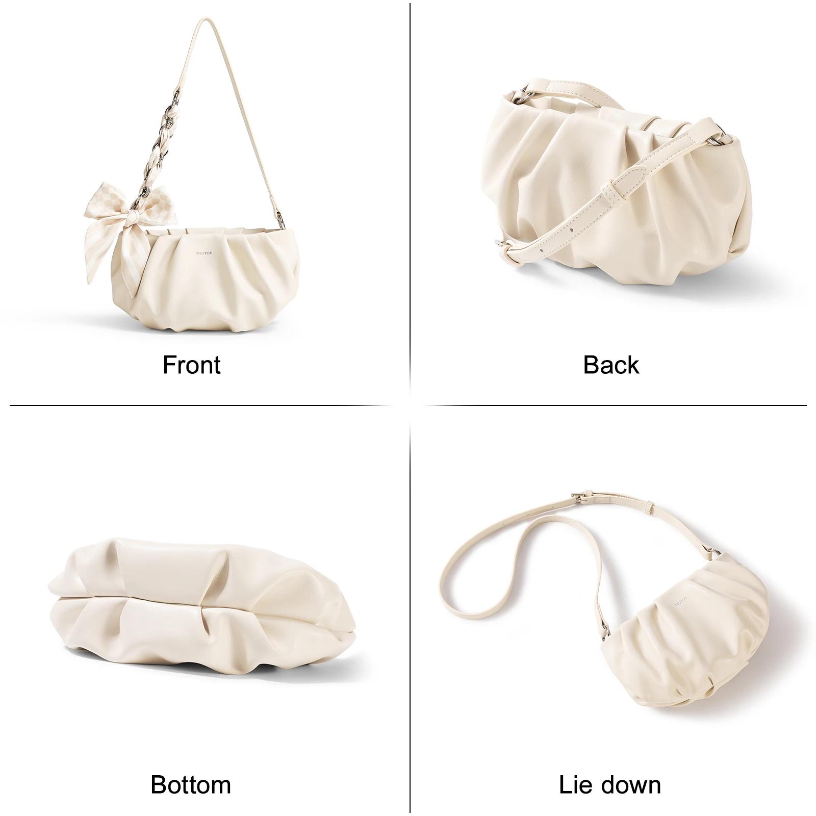 TOUTOU Cute Cloud Mini Hobo Bag pour femme, sac à bandoulière multi-usage en cuir PU souple, petit s