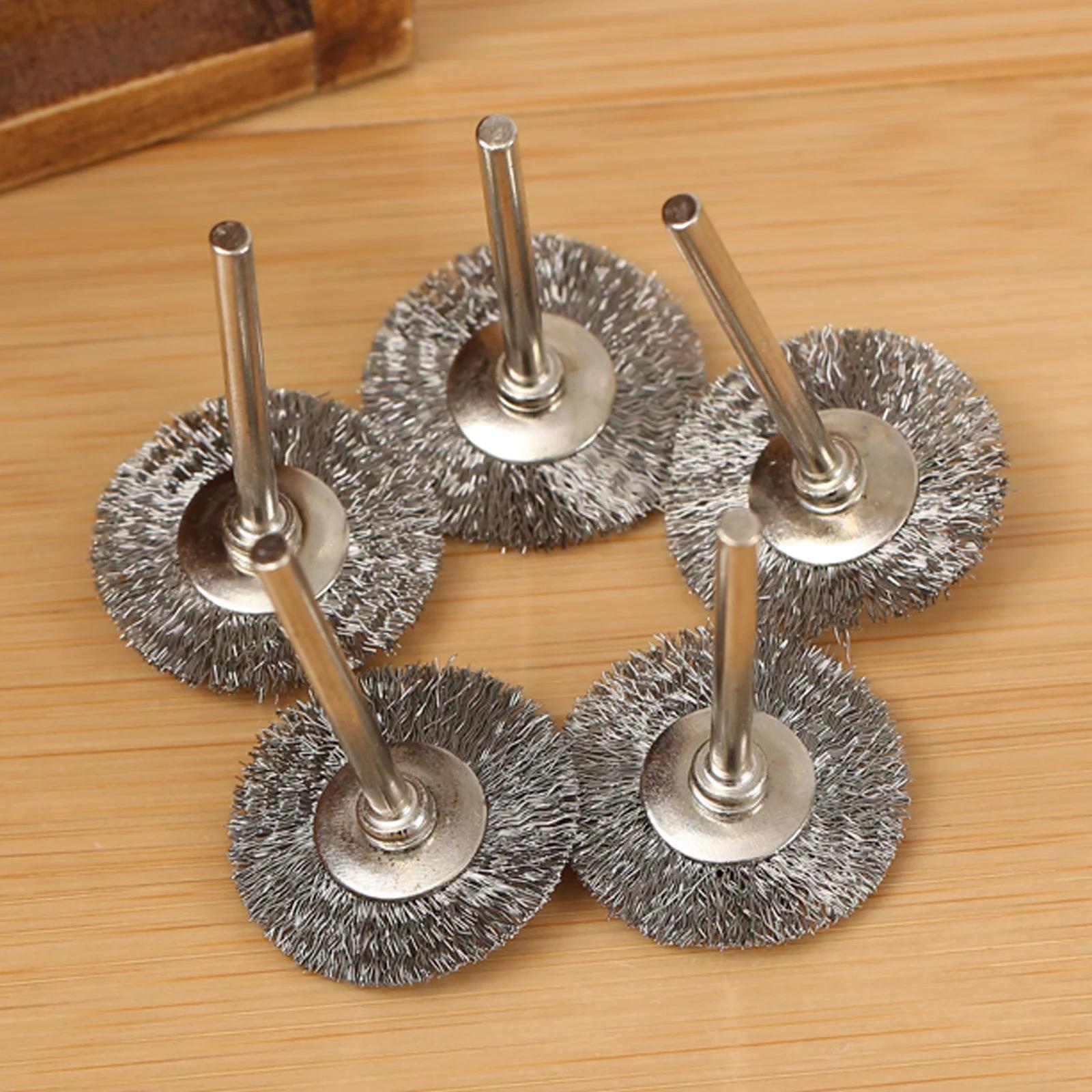 Jeu de brosses à roue métallique en acier inoxydable, 25mm, pour Mini perceuse, meuleuse, outils rot
