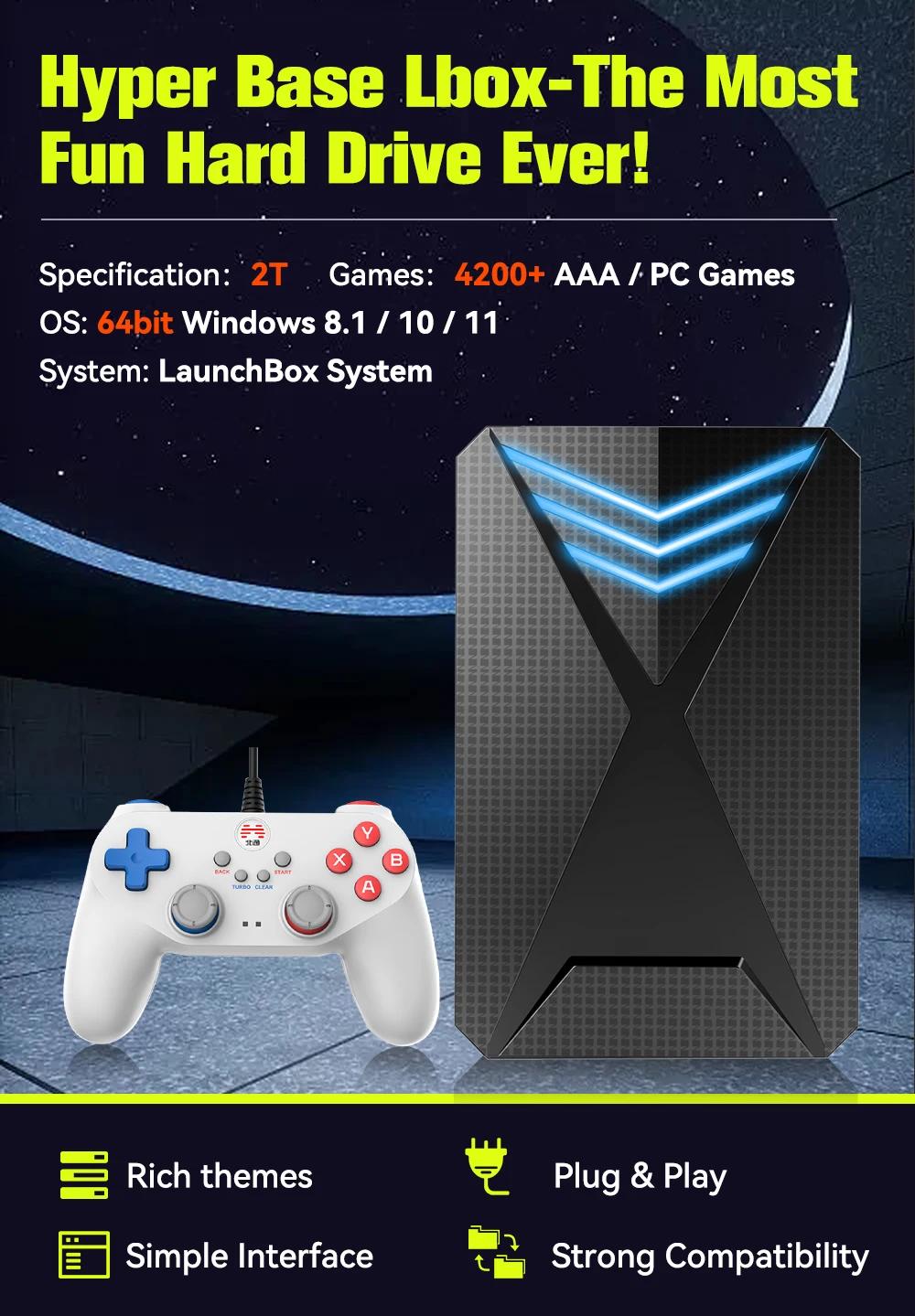JMachen-Console de jeu rétro Hyper Base Lbox, Launchbox, PS4, PS3, Switch, PS2, Wii, WiiU, PS1, 2 To