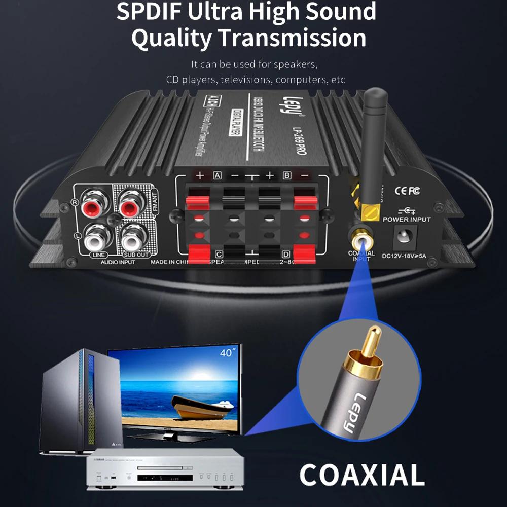 LEPY LP-269PRO amplificateur 4.1 canaux Bluetooth 5.0 Coaxial dans USB SD fonction FM sortie caisson
