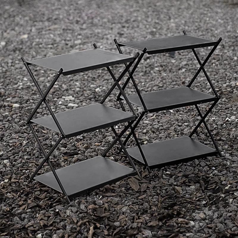 WESTTUNE Camping support à trois niveaux extérieur pliant étagère de rangement Portable organiseur d