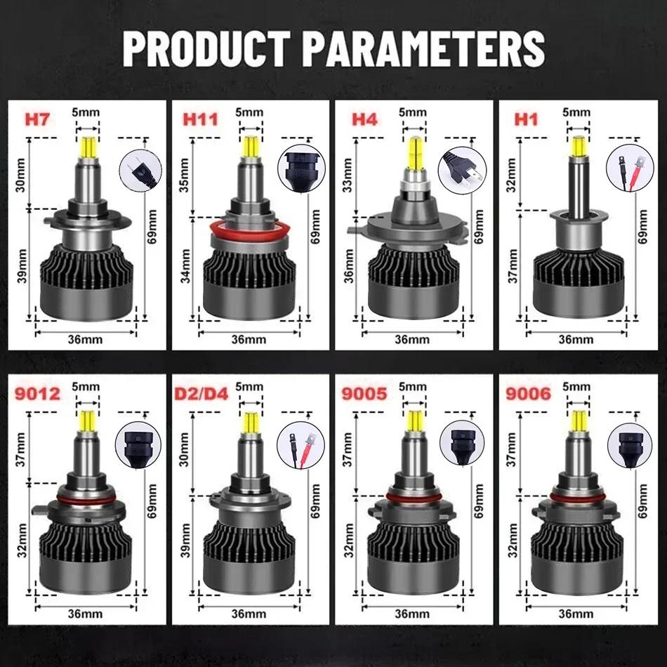 ENGZEA 7400000LM 5400W H4 H11 LED 360 Canbus 9012 H7 H1 H3 H8 D1S D2S 4300K HB3 9005 HB4 9006 phare