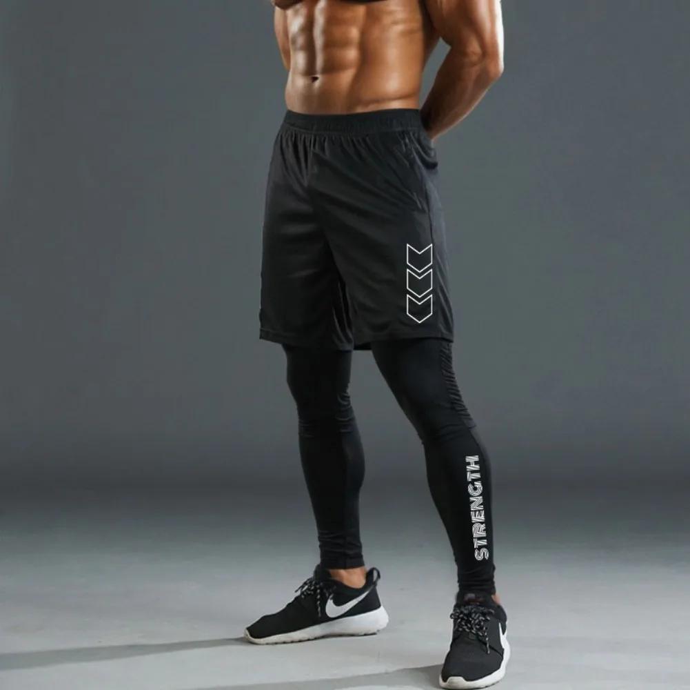 Pantalon de sport de compression 2 en 1 pour hommes, pantalon d'entraînement à séchage rapide, panta