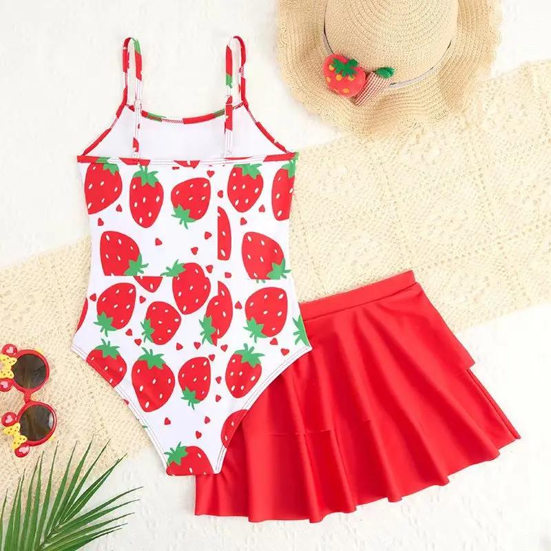 Maillot de bain imprimé une pièce pour filles 2026, maillot de bain et jupe de plage pour enfants, t
