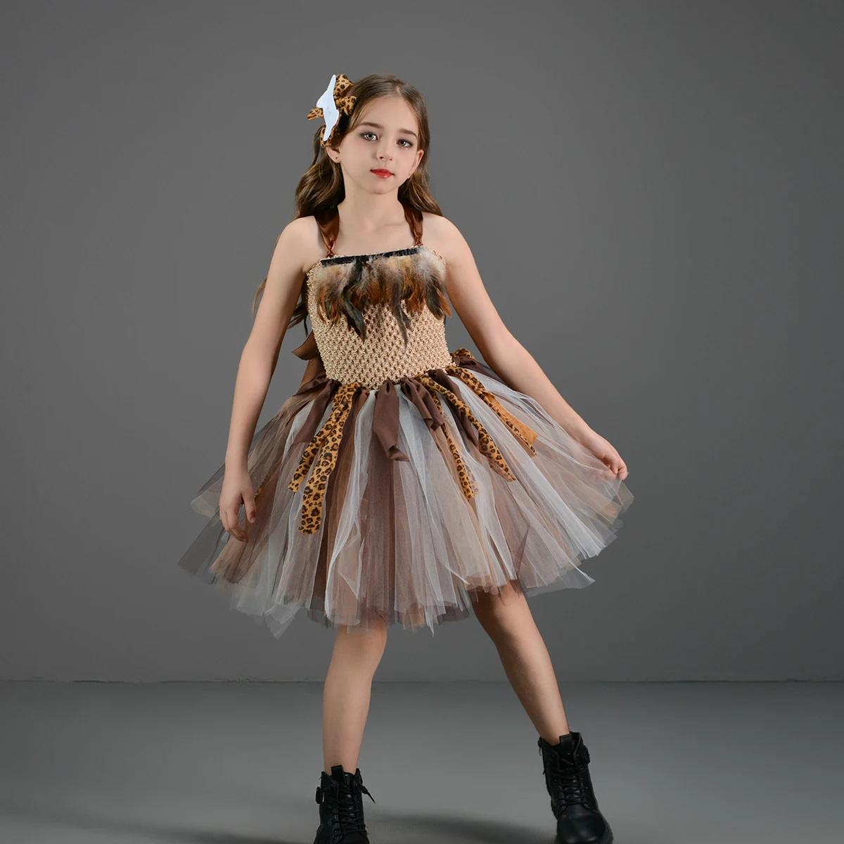 Costume de Diversification pour Fille, Robe Tutu d'Halloween, Cosplay d'Anniversaire, Jungle, Carnav