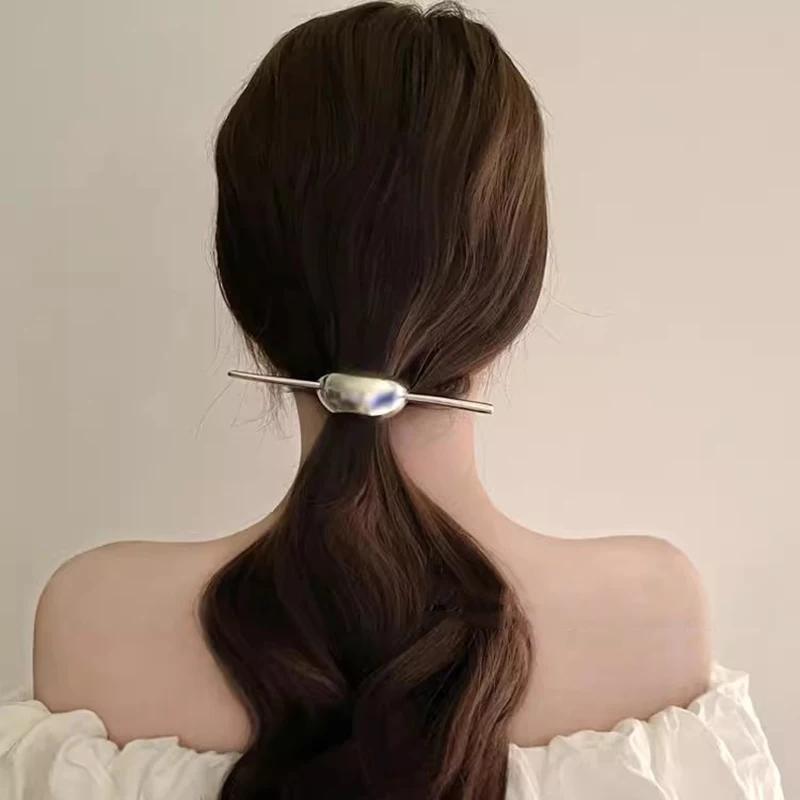 Épingles à cheveux françaises pour femmes, 1 pièce, en alliage doré en forme de U, poignée magique,
