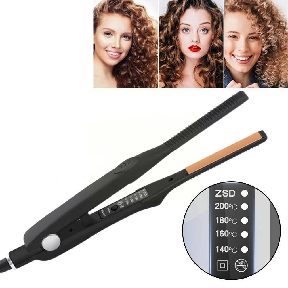 Lisseur et boucleur 2-en-1, petit fer plat en céramique, outil de coiffage pour cheveux courts, pour