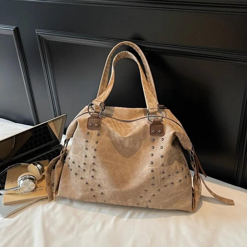 Sac à langer décontracté unique, style vintage, couleur unie, grande capacité, sac fourre-tout pour