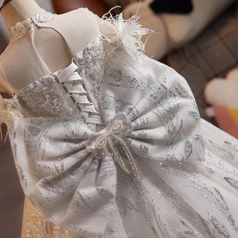 Robe longue pour enfants, Costume de princesse d'anniversaire pour filles, tenue de fête de spectacl