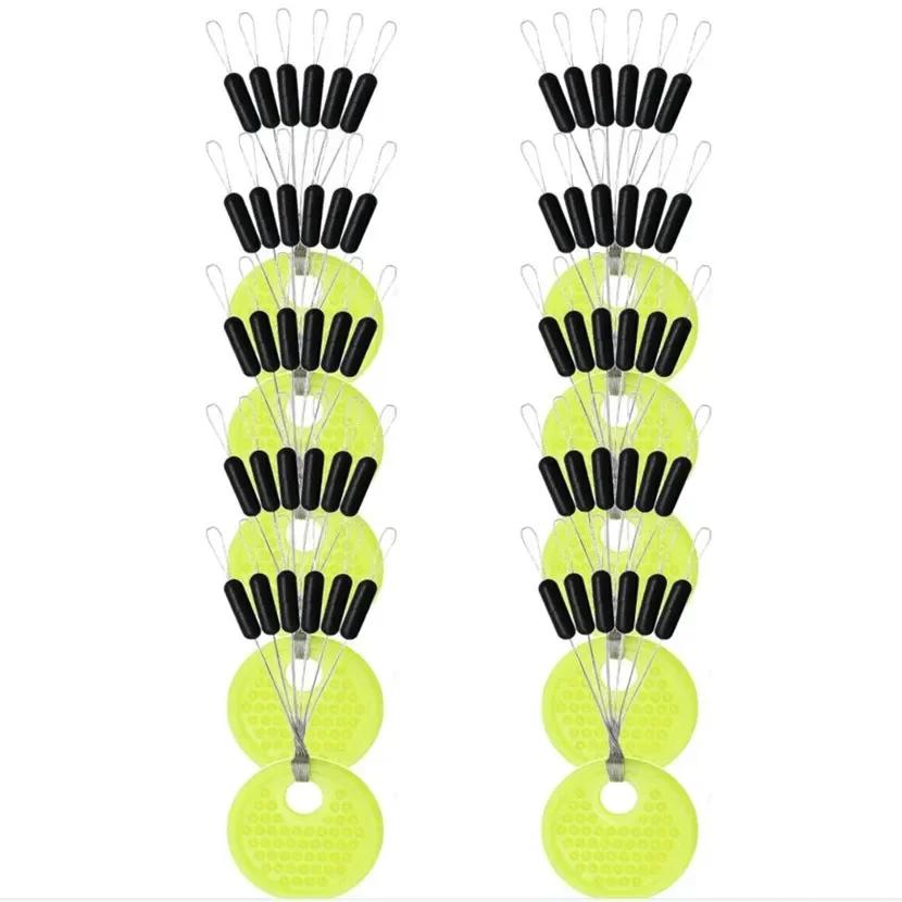 10 groupes (60 pièces) 0,4-8.0 # Bouchon de ligne de pêche en Silicone, bouchon de haricot spatial