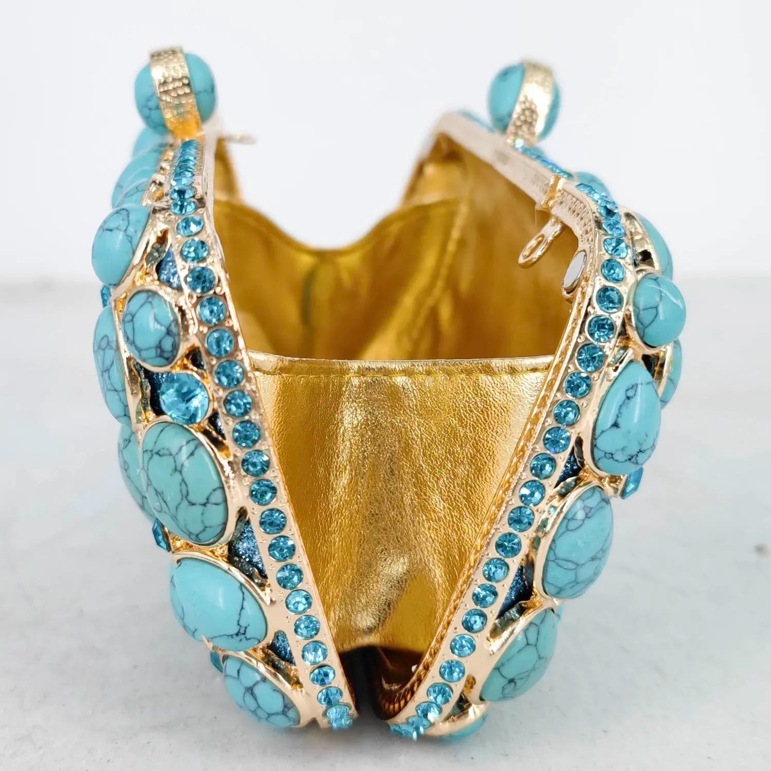 Boutique De FGG Turquoise synthétique Agate pierre sacs De soirée et pochettes pour femmes sacs De f