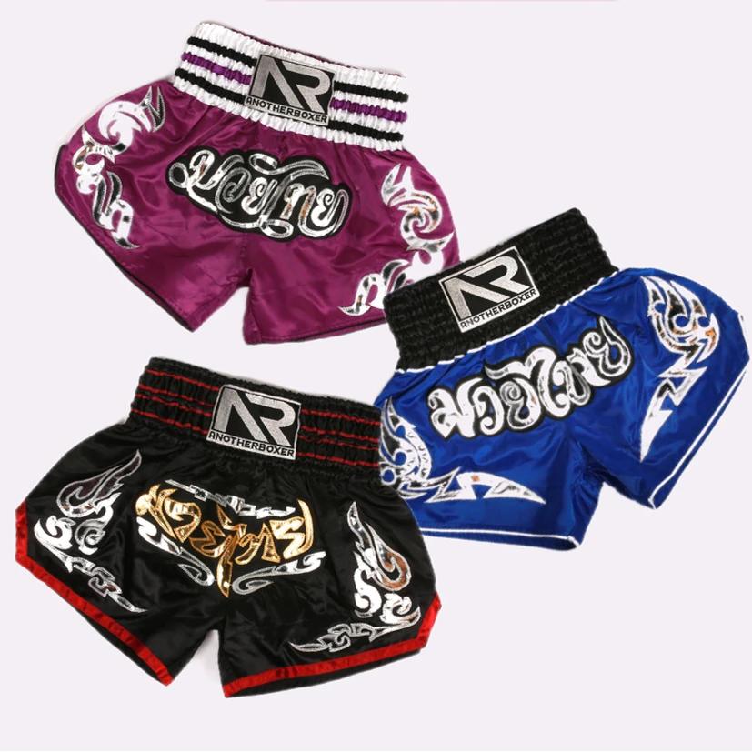 ANOTHERBOXER Short Muay Thai, pantalon de boxe traditionnel brodé, vêtements de sport pour hommes et