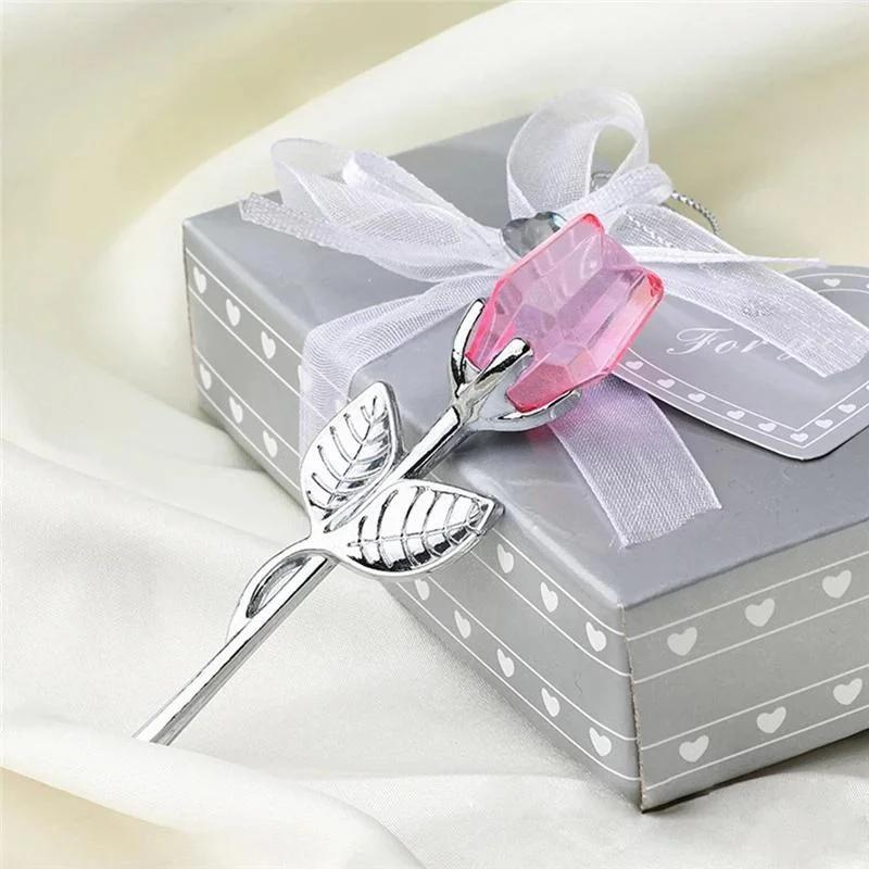 Figurines de roses en verre de cristal, 6 couleurs, artisanat, cadeaux de saint-valentin, cadeau pou