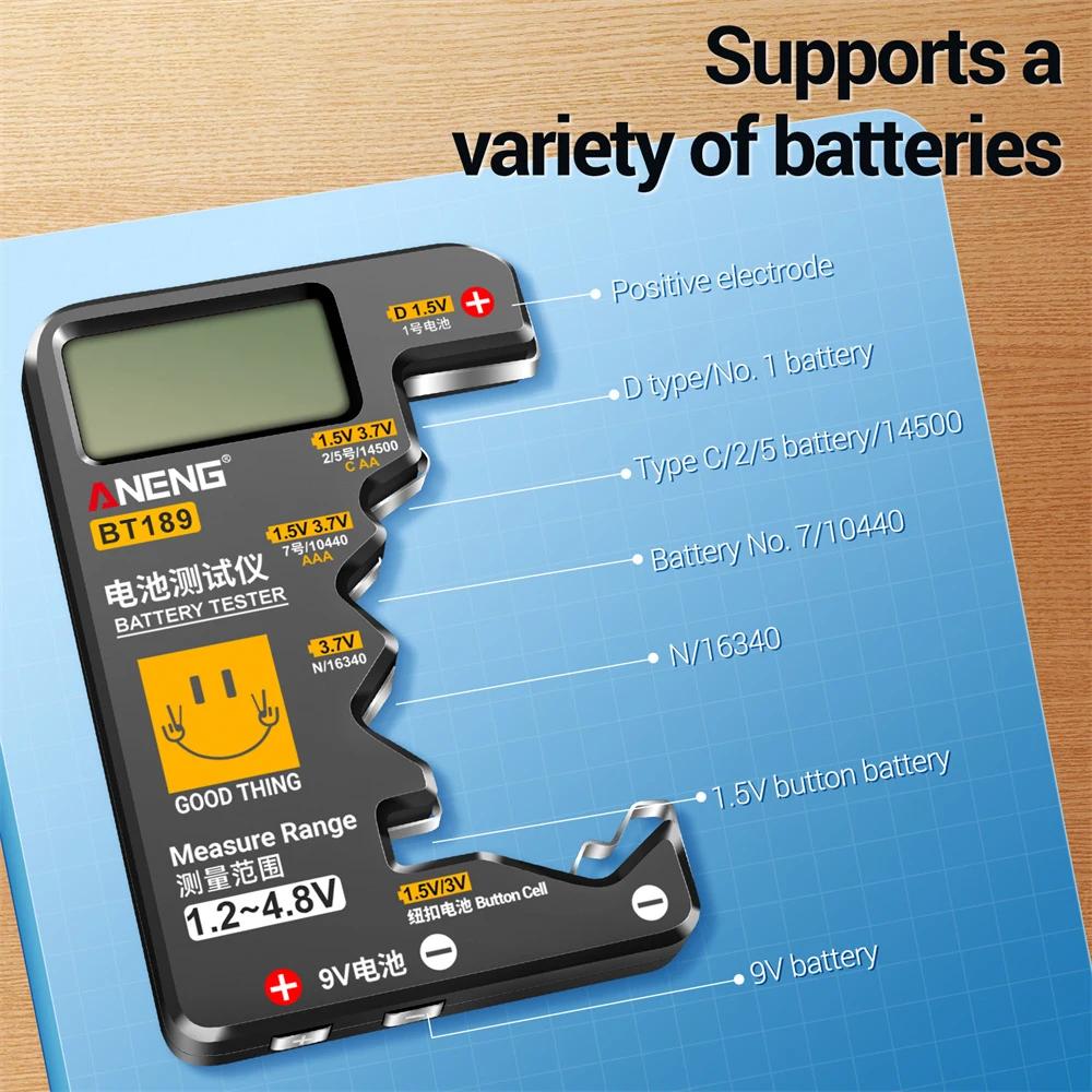 Testeur de batterie Ultra-petit 9V AA AAA, pile bouton universelle, affichage numérique LCD domestiq