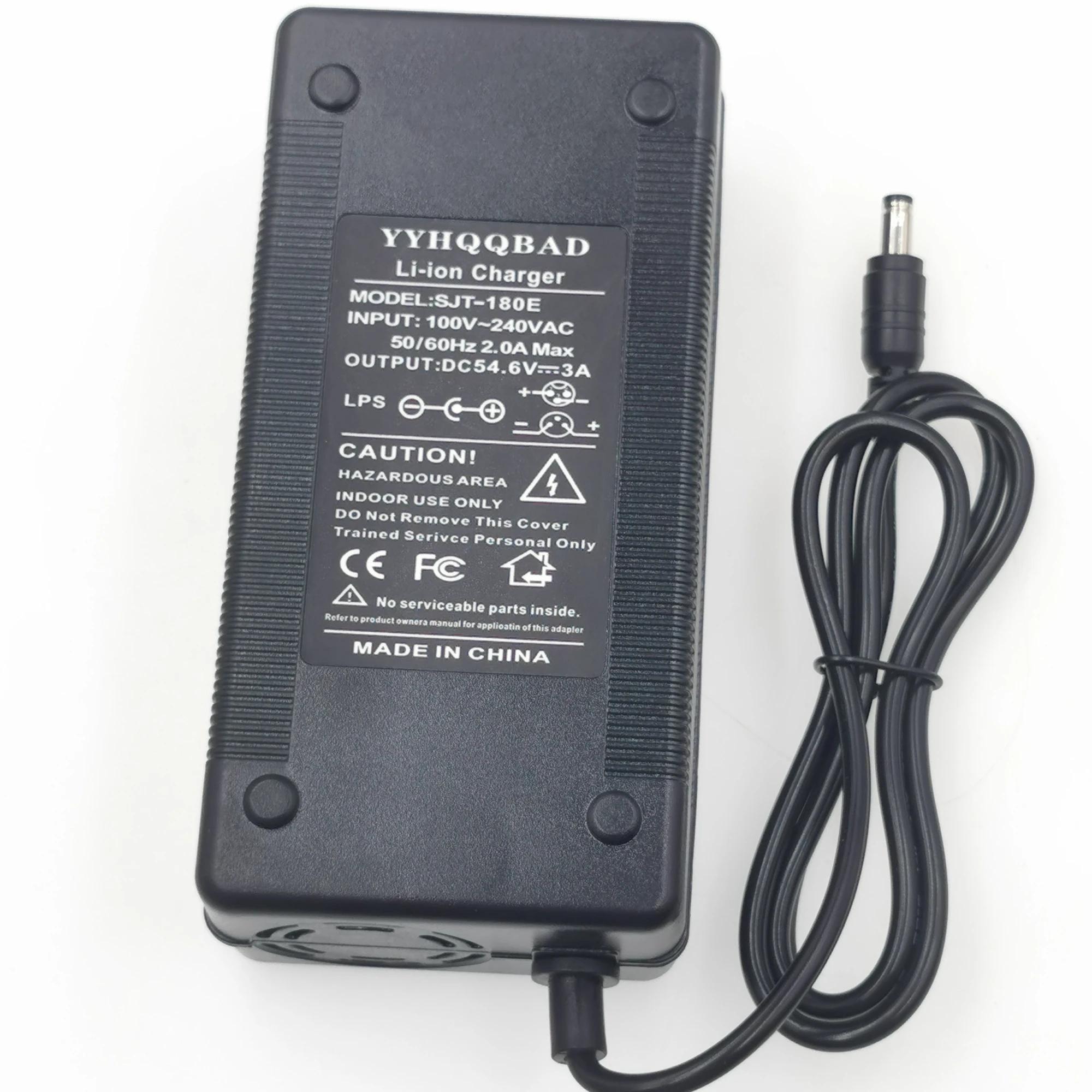 Chargeur de batterie 54.6V 3A pour batterie Li-ion 13S 48V, chargeur de batterie lithium pour vélo é