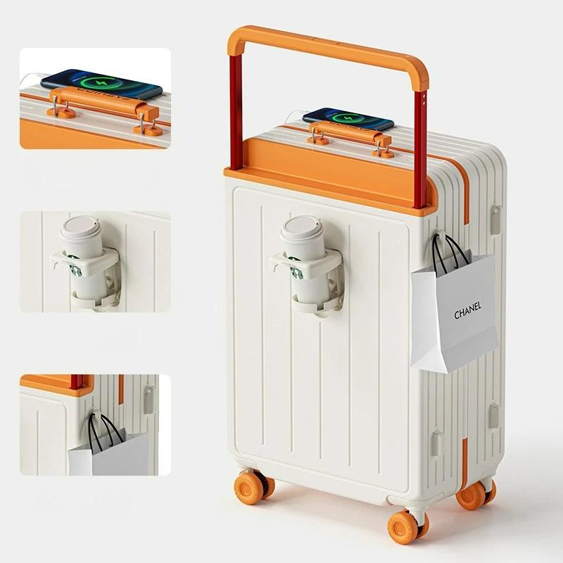 Nouvelle valise à poignée large, grande capacité, valise bicolore avec fermeture éclair et serrure à