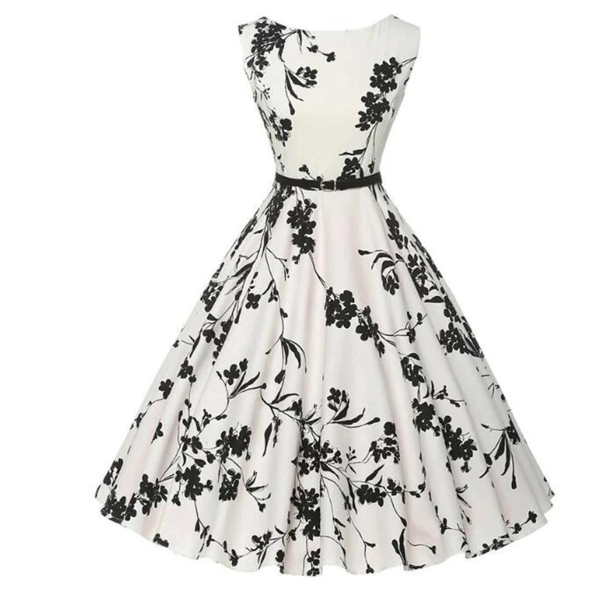 Robes d'été Robe vêtements Robe florale rétro Swing décontracté Vintage robes Rockabilly