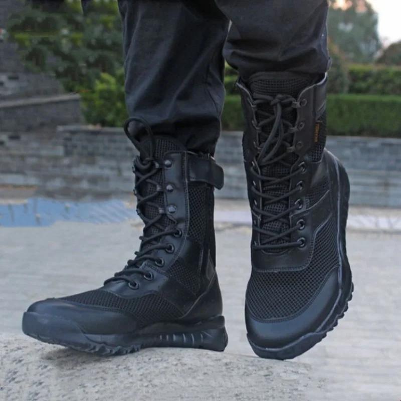 Bottes de travail tactiques pour hommes, chaussures d'entraînement de Combat en toile ultralégères e
