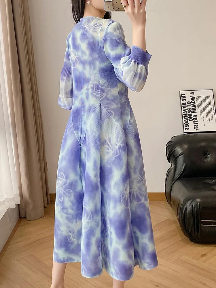 Miyake 2025 été nouvelle robe plissée plis boutons fins français plissé café pause robe Style étrang
