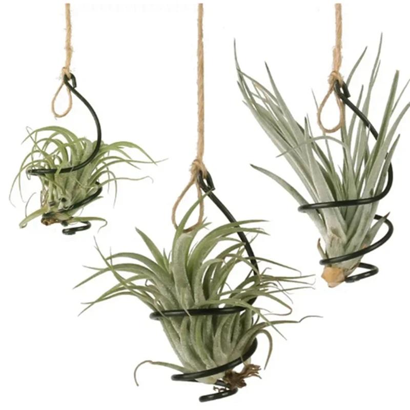 Crochet à ananas aérien, présentoir de pots à fleurs, support en métal et ULde jute, 1 ensemble