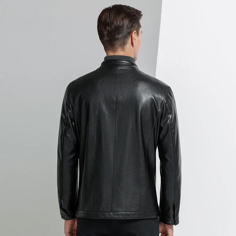YN-336 printemps et automne hommes col montant veste en cuir de mouton naturel veste en cuir mince h