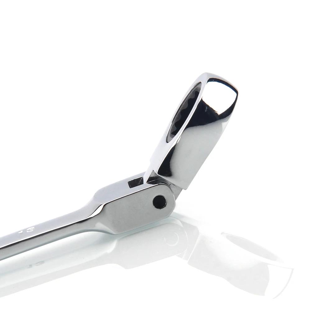 Clé à cliquet monobloc 72 dents à tête flexible finition miroir