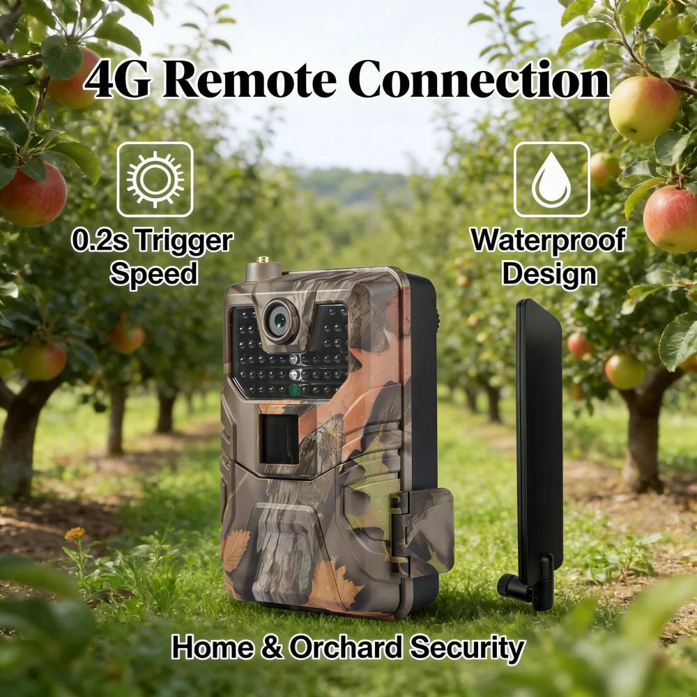 Caméra de chasse 4G 120MP 4K avec application, diffusion en direct 4K, service cloud GRATUIT, pièges