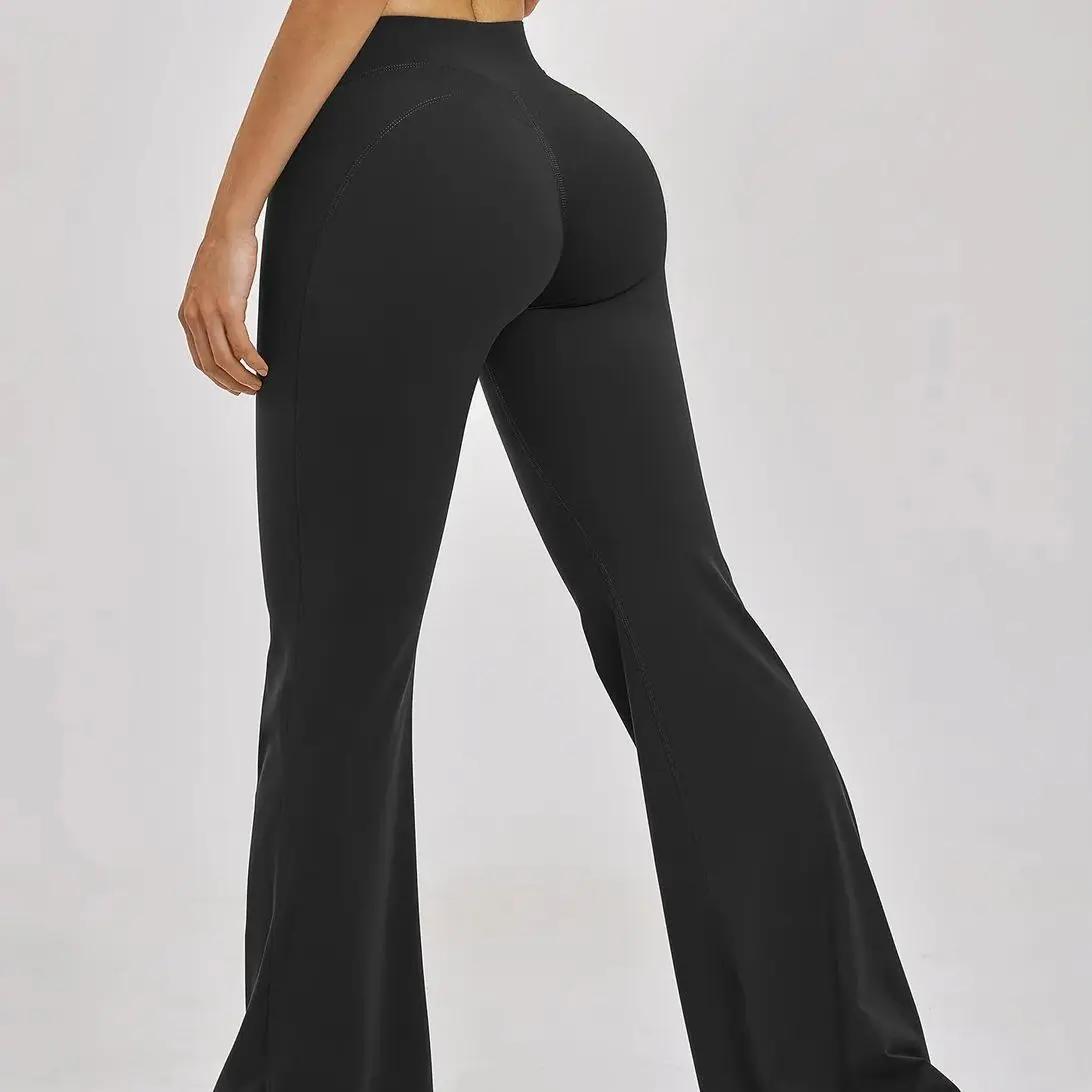 Pantalon de sport évasé taille haute pour femme Ningyu – Effet amincissant, idéal pour la course, le