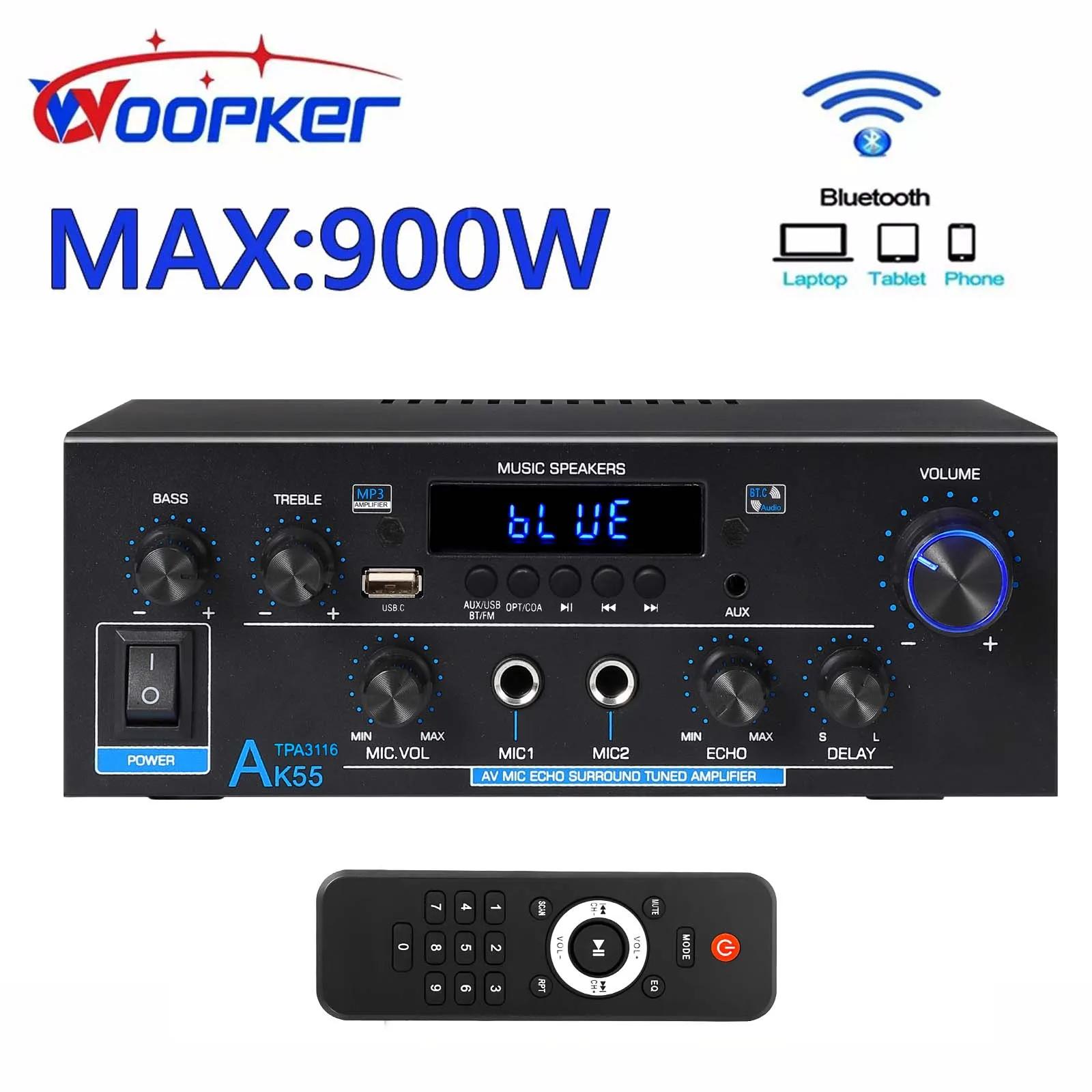 Woopker amplificateur Audio professionnel AK55 HiFi Bluetooth 5.1 puissance maximale 900W prend en c