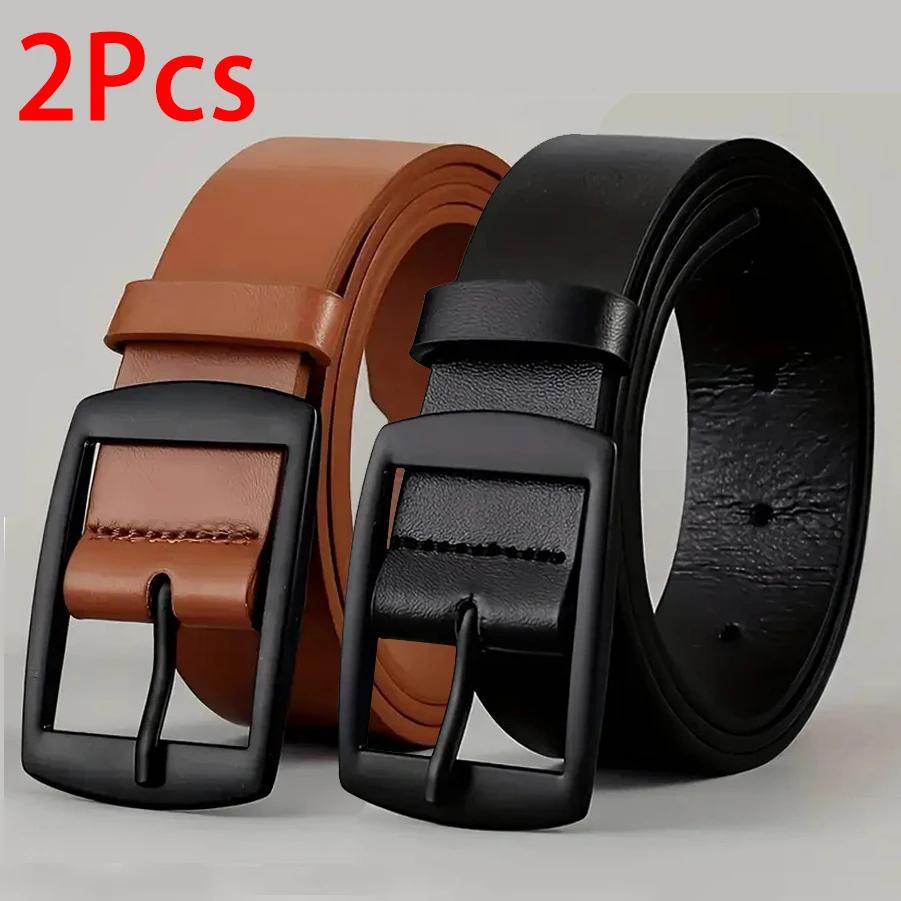 Ceinture de luxe en cuir PU pour hommes, 2 pièces, boucle ardillon en métal, haute qualité, marque c