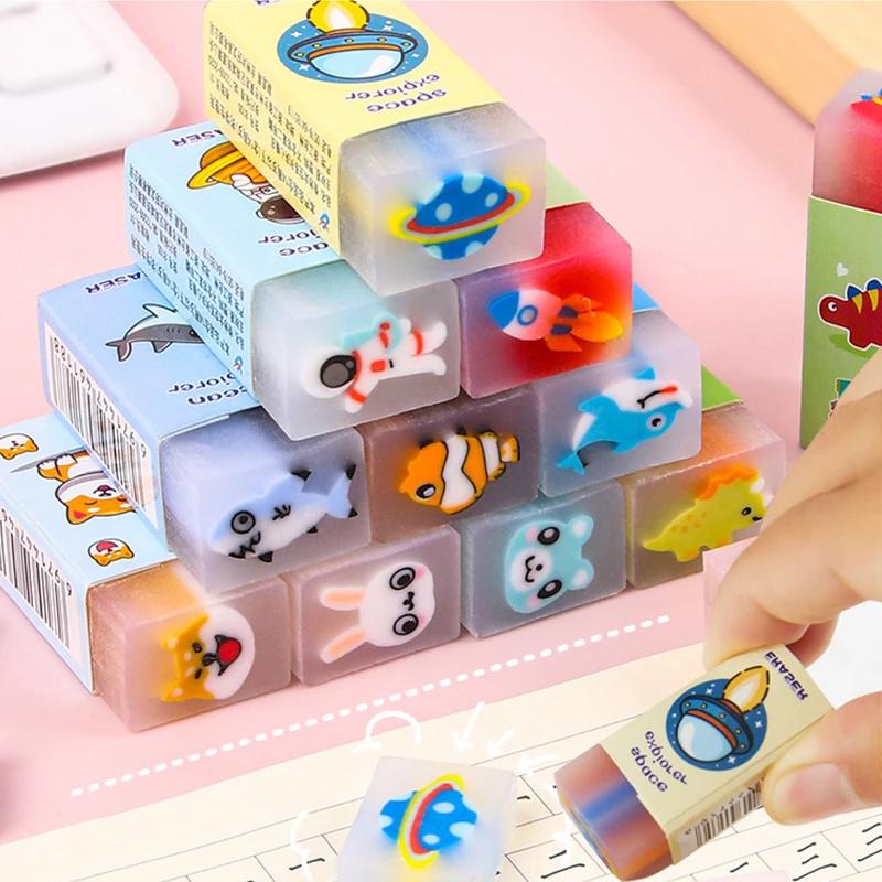 Gommes à motif de fusée d'animaux de dessin animé mignon, 10 pièces, cadeaux de fête d'anniversaire