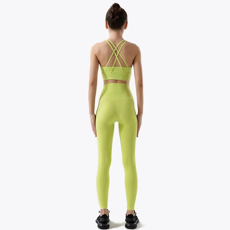 SOISOU-Vêtements de yoga en nylon pour femmes, leggings de fitness, soutien-gorge de sport, ensemble