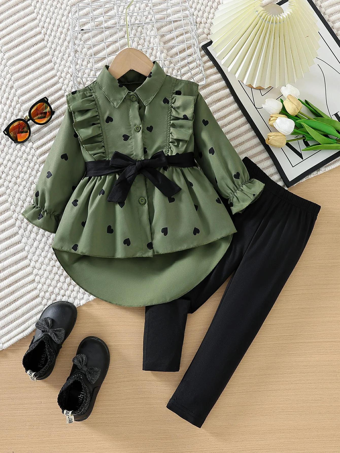 Ensembles de vêtements pour filles printemps-automne, nouvelle mode, chemise + bas, 2 pièces, costum
