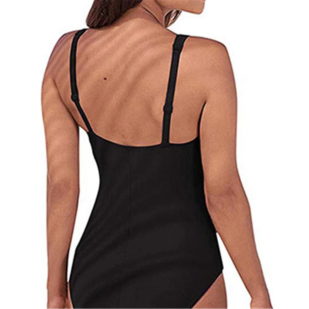 Maillot de bain une pièce pour femmes, couleur unie, bretelles, costume de natation, de surf, vêteme
