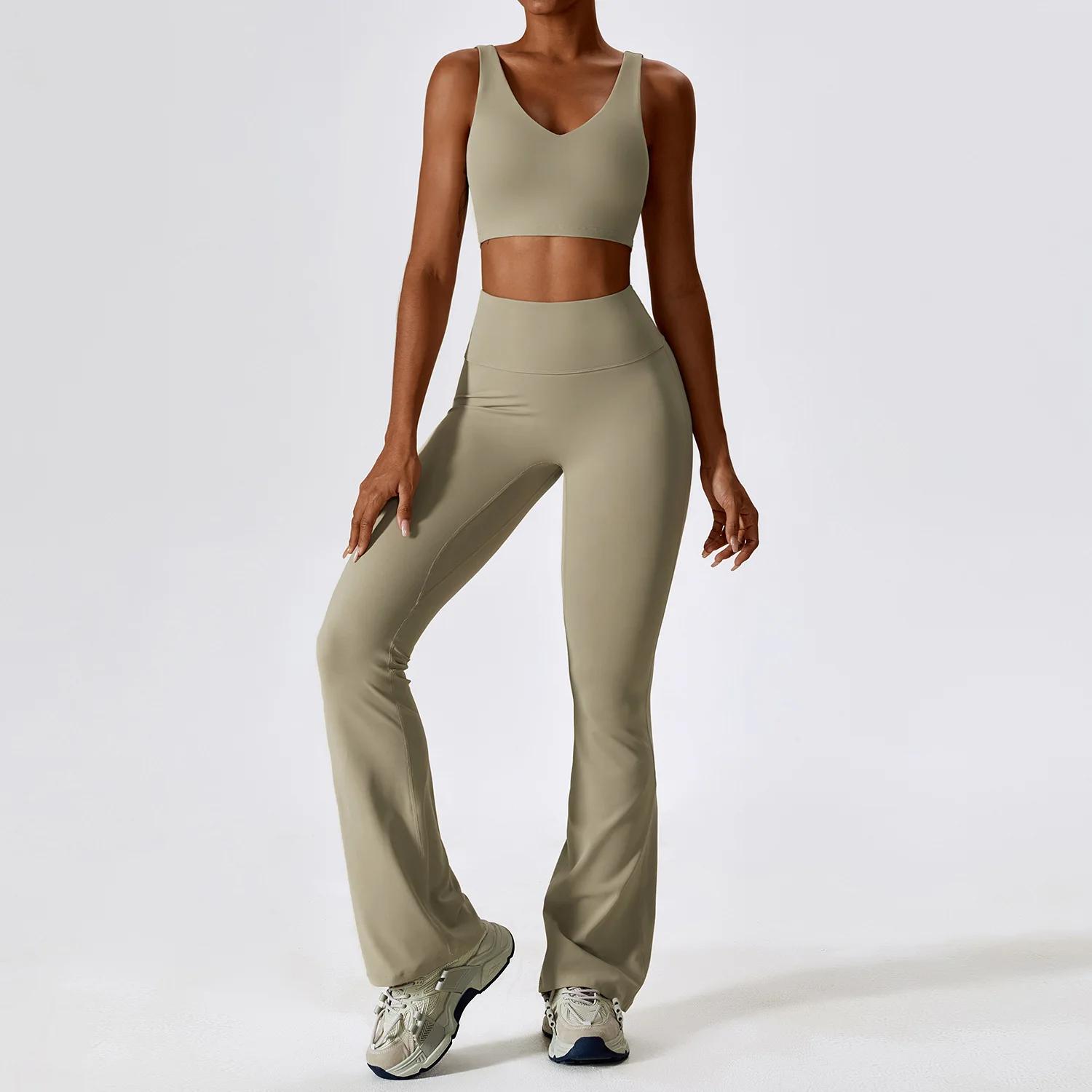 Ensemble survêtement 2 pièces femme haut court manches longues leggings yoga gym