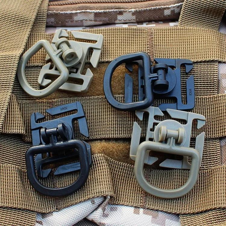 Clips d'anneau en D rotatif à 360 degrés, accessoires de sac tactique pour fixation de sangle MOLLE,