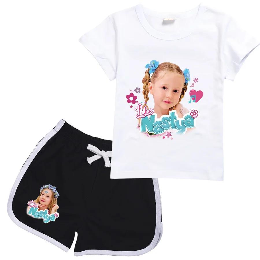 T-shirt à manches courtes et short Lovely Like Nastya pour enfants, tenues d'été pour tout-petits fi