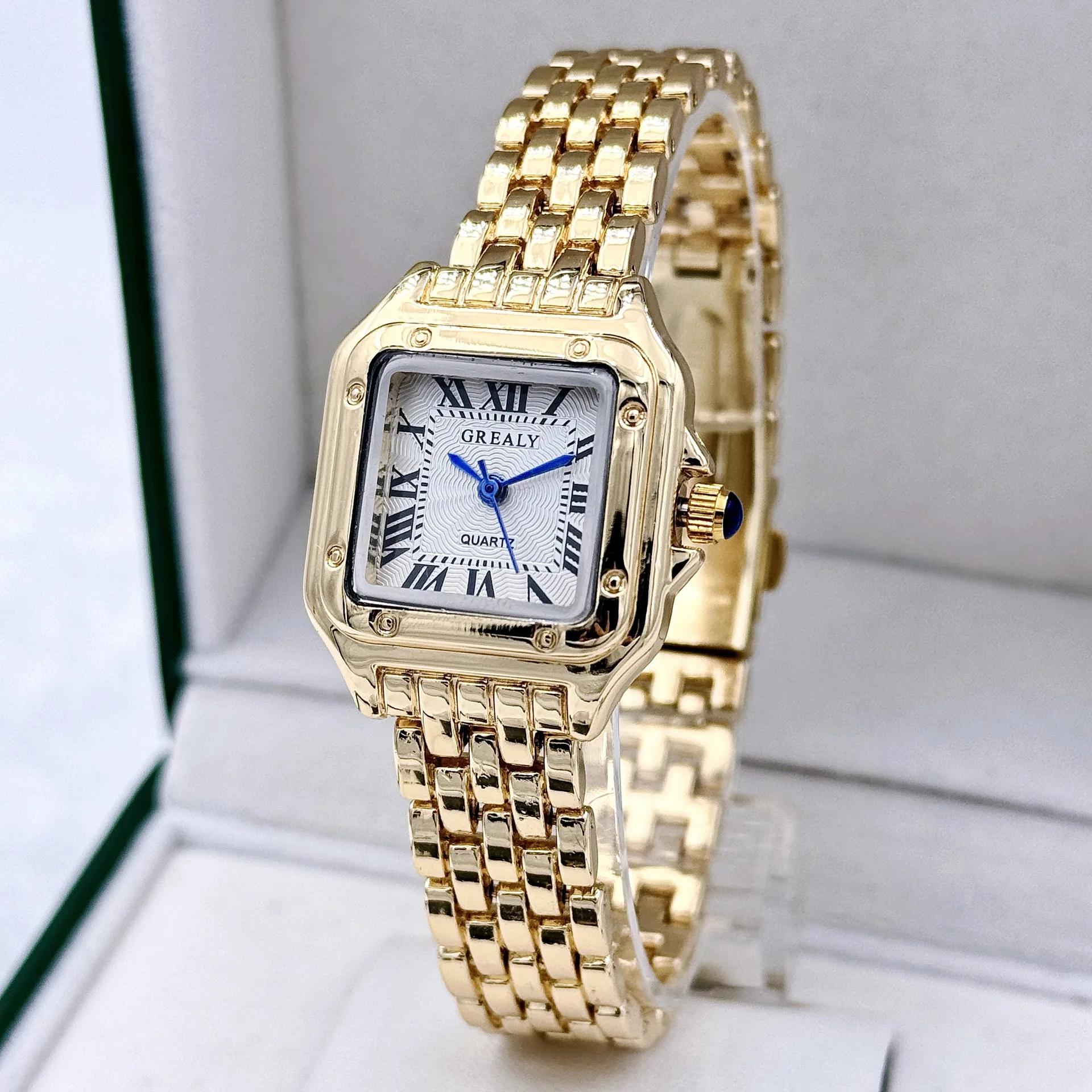 Nouvelles femmes montre lumière marque de luxe affaires or acier inoxydable dames mode montres à Qua