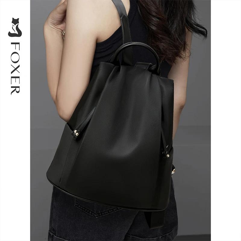 Sac à dos en tissu FOXER pour femme 2026 – Sac à bandoulière tendance avec poignée supérieure pour é