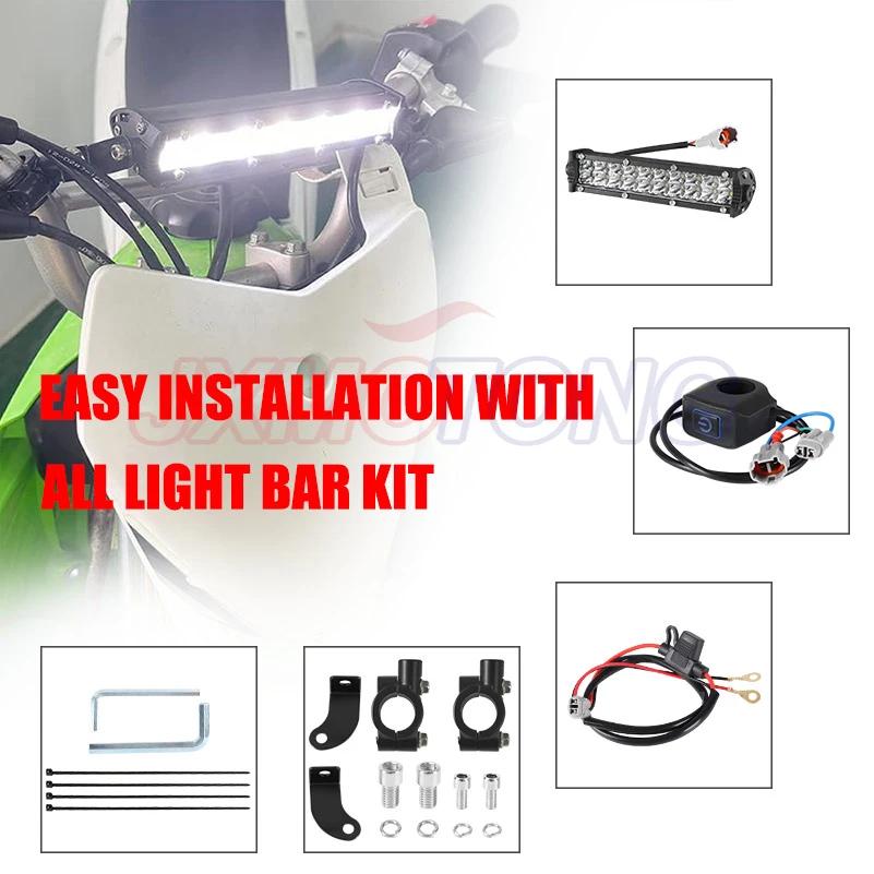 Kit de phares de barre lumineuse LED pour motos, avec supports de montage et interrupteur, pour guid