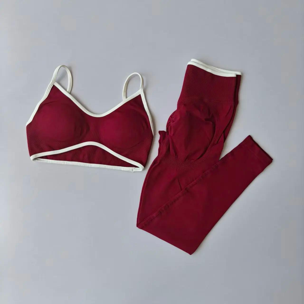 2 pièces ensemble femme sport Impact Yoga taille haute Leggings gymnastique Fitness cyclisme élastiq